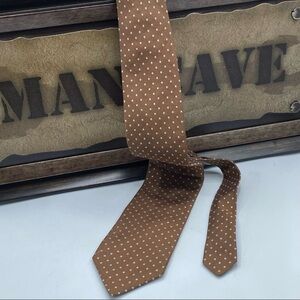 Ike Behar Brown White Polka‎ Dot Silk Tie